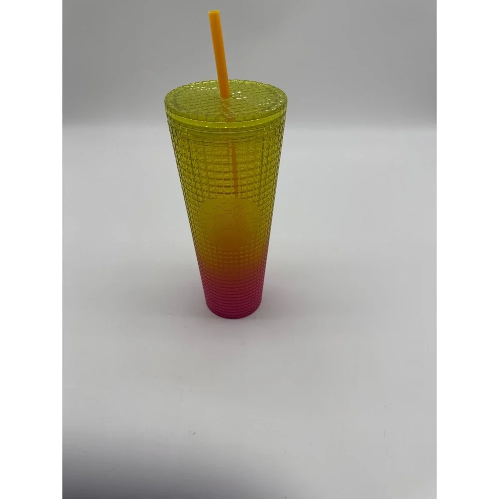 Starbucks Lemon Prism Spray Pink Gradient Ombre Summer 2022 Venti Tumbler 24 oz.